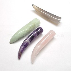 Gemstone Home Decorations, Tusk/Italian Horn Shape, Mixed Color, 50x12mm