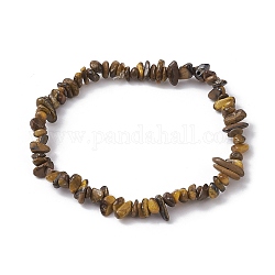 Женские эластичные браслеты из натурального тигрового глаза с бисером, внутренний диаметр: 2-1/4~2-1/2 дюйм (58~62 мм)