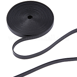 Cordón de joyería de cuero plano gorgecraft, material de toma de diy joyas, negro, 10x1.4mm, alrededor de 5.47 yarda (5 m) / rollo