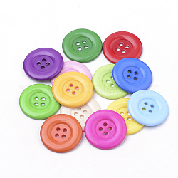 4-отверстие кнопки акриловые, плоско-круглые, разноцветные, 25.5x3.5 мм, отверстие : 2 мм