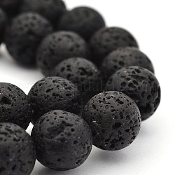 Brins de perles rondes de pierre de lave teinte, noir, 12mm, trou: environ 2.5~3 mm, Environ 33 pcs/chapelet, 15.3 pouce