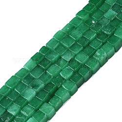 Fili di perline giada bianco naturale, tinto, cubo, verde, 4~4.5x4~4.5x4~4.5mm, Foro: 1 mm, circa 88pcs/filo, 15.16 pollice (38.5 cm)