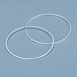 Anelli collegamenti in ottone, placcato di lunga durata, anello rotondo, placcati argento 925 euro, 40x1mm, diametro interno: 38mm