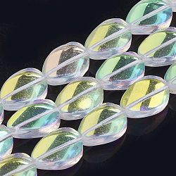 Chapelets de perles en pierre de lune synthétique, perles holographiques, teinte, torsion, clair ab, 18x13x7mm, Trou: 1mm, Environ 21 pcs/chapelet, 14.9 pouce