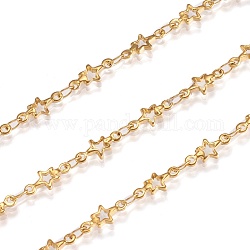 3.28 Feet Ion Plating(IP) 304 Stainless Steel link Chains, Star, Soldered, Golden, 10x4.5x1mm
