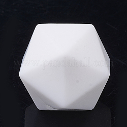 Perlas de silicona ecológicas de grado alimenticio, masticar cuentas para mordedores, diy collares de enfermería haciendo, icosaedro, nieve, 16.5x16.5x16.5mm, agujero: 2 mm