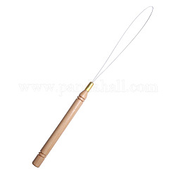 Нитевдеватель для иглы с железной петлей для наращивания волос, инструмент для вытягивания крюка с деревянной ручкой, инструмент для устройства бисера, для наращивания волос или перьев, деревесиные, 215x9 мм