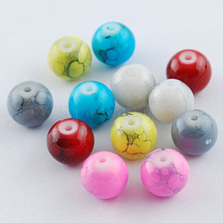 Chapelets de perles en verre peint, ronde, couleur mixte, 10mm, Trou: 1.3~1.6mm, Environ 80 pcs/chapelet, 31.4 pouce