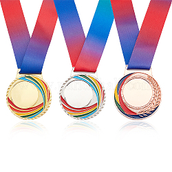 3 Uds. Medalla de esmalte de aleación de 3 colores, medalla de cordón de poliéster de color arcoíris, color mezclado, 505mm, 1pc / color