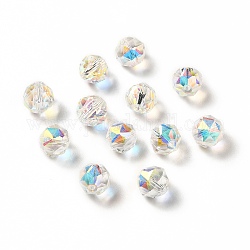 Verre imitation perles de cristal autrichien, facette, ronde, clair ab, 8mm, Trou: 1mm