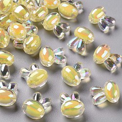 Perles en acrylique transparente, Perle en bourrelet, couleur ab , lapin, jaune, 15.5x12x9.5mm, Trou: 2mm, environ 480 pcs/500 g