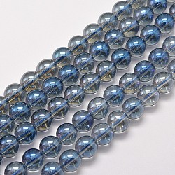 Electroplated Synthetic Quartz Bead Strands, Round, Full Rainbow Plated, Steel Blue, 3mm, Hole: 1mm, about 135pcs/strand, 15.7 inch