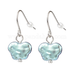 Boucles d'oreilles pendantes papillon en perles de plastique, 304 bijoux en acier inoxydable pour femme, vert de mer clair, 27mm, pin: 0.6 mm