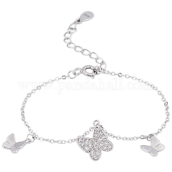 Creatcabin rhodié 925 bracelet à breloques papillon en argent sterling avec carte pour petite-fille, couleur mixte, 5-7/8~6.3 pouce (15~16 cm)