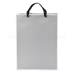 Bolsas de papel rectangulares, con asas, para bolsas de regalo y bolsas de compras, plata, 35x26x0.6 cm