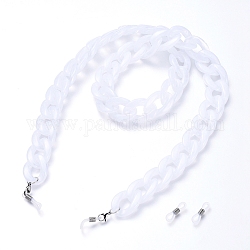 Eyeglasses Chains, Neck Strap for Eyeglasses, with Acrylic Curb Chains, 304 Stainless Steel Lobster Claw Clasps and  Rubber Loop Ends, White, 30.7 inch(78cm)