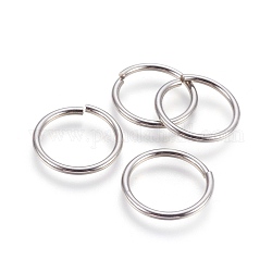 304 Edelstahl offenen Ringe springen, Edelstahl Farbe, 12 Gauge, 22x2 mm, Innendurchmesser: 17.5 mm, 130 Stück / Beutel