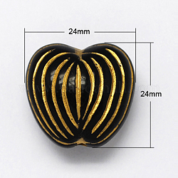 Chapado de abalorios de acrílico, metales enlaced, manzana, negro, 24x24x15mm, agujero: 3 mm, aproximamente 99 unidades / 500 g