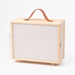 Scatola di legno, con copertura e maniglia in acrilico trasparente, rettangolo, Burlywood, 19.5x11x30.5cm