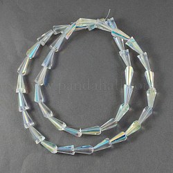 Transparent Electroplate Glass Beads, Faceted Cone, Honeydew, 18x10x9mm, Hole: 1.5mm