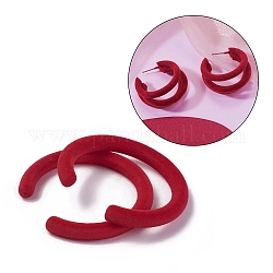 Perles acryliques flocky, lettre c forme, rouge, 56x53.8x6.7mm, Trou: 1.4mm, diamètre intérieur: 43.7 mm