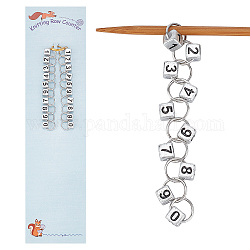 Würfel mit Zahlenanhänger aus Acryl zum Stricken von Reihenzählketten, Maschenmarkierer mit Verbindungsring aus Messing, Silber, 8.5 cm, 2 Stück / Set