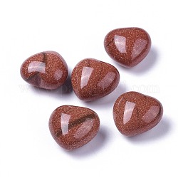 Goldstone abalorios sintéticas, sin agujero / sin perforar, corazón, 20x20x13~13.5mm