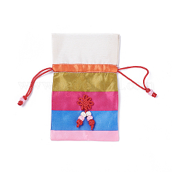 Sacs d'emballage en coton et lin, sacs à cordonnet, colorées, 15.4~16.1x9.6~10.1 cm