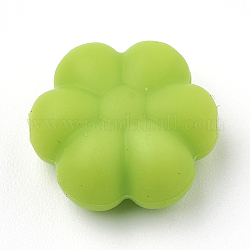 Perlas de silicona ecológicas de grado alimenticio, masticar cuentas para mordedores, diy collares de enfermería haciendo, flowerr, verde amarillo, 14x13x6mm, agujero: 2 mm
