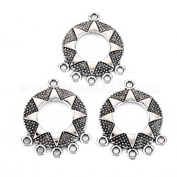 Tibetan Style Alloy Chandelier Component Links, Cadmium Free & Lead Free, Flat Round, Antique Silver, 32x26x2mm, Hole: 2mm, about 380pcs/1000g