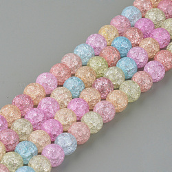 Chapelets de perles en quartz craquelé synthétique, ronde, teinte, colorées, 6mm, Trou: 1mm, Environ 66 pcs/chapelet, 15.7 pouce
