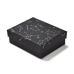 Boîtes d'emballage de bijoux en carton, avec une éponge à l'intérieur, pour les bagues, petites montres, colliers, des boucles d'oreilles, bracelet, Motif de constellation, 9.3x7.3x3.2 cm