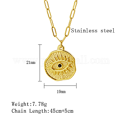 304 aus rostfreiem Stahl Halsketten, Auge, echtes 18k vergoldet, 17.72 Zoll (45 cm)