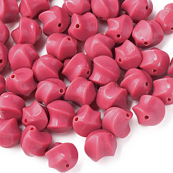 Abalorios acrílicos opacos,  torcedura, de color rosa oscuro, 14.5x14x14mm, agujero: 1.6 mm, aproximamente 390 unidades / 500 g