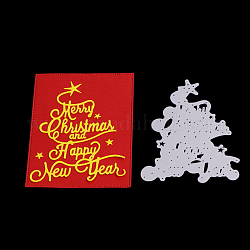挨拶フレーム炭素鋼切断型ステンシル  DIYスクラップブッキング/フォトアルバム用  装飾的なエンボス印刷紙のカード  メリークリスマス＆ハッピーニューイヤー  つや消しプラチナ  10.6x8.2cm