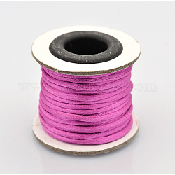 Cordons fil de nylon tressé rond de fabrication de noeuds chinois de macrame rattail, cordon de satin, magenta, 2mm, environ 10.93 yards (10 m)/rouleau