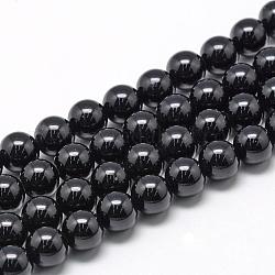 Natürliche schwarze Turmalin Perlen Stränge, Runde, 10 mm, Bohrung: 1 mm, ca. 40 Stk. / Strang, 15.7 Zoll