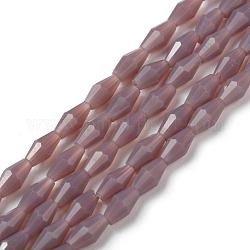 Opache perle di vetro fili, sfaccettato, bicono, marrone rosato, 8x4mm, Foro: 0.8 mm, circa 70pcs/filo, 22.99'' (58.4 cm)