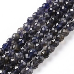Perles naturelles Iolite brins, facette, grade AB +, ronde, 6mm, Trou: 0.8mm, Environ 66 pcs/chapelet, 15.20'' (38.6 cm)