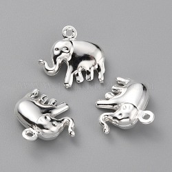 Pendente in ottone, elefante, placcati argento 925 euro, 14x15x5mm, Foro: 1 mm