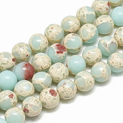 Synthetic Imperial Jasper Beads Strands, Round, Pale Turquoise, 4mm, Hole: 0.5mm, about 93~97pcs/strand, 14.76~15.35 inch(37.5~39cm)