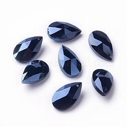 Colgantes de cristal facetado, lágrima, azul de Prusia, 15x9.5x5.5mm, agujero: 1 mm