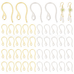 Unicraftale 100Pcs 2 Colors 304 Stainless Steel Earring Hooks, Ear Wire, with Loops, Platinum & Golden, 22x12x1mm, Hole: 3.5x2mm, Pin: 0.8x1mm, 50pcs/color