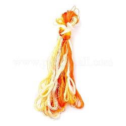 Hilos de bordar de seda real, cadena de pulseras de amistad, 8 colores, degradado de color, naranja oscuro, 1mm, 20 m / paquete, 8 paquetes / conjunto