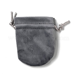 Borse portaoggetti in velluto, sacchetto di imballaggio con buste con coulisse, ovale, grigio, 9x7cm