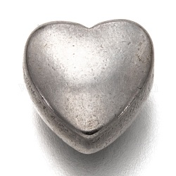 Abalorios de 304 acero inoxidable, corazón, color acero inoxidable, 11.5x10.5x6.5mm, agujero: 2 mm