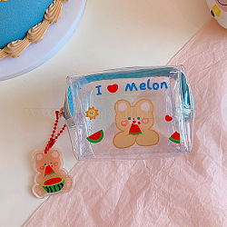 PVC Plastic Wallets, Transparent Coin Purse Jewelry Storage, Rectangle with Bear, Light Sky Blue, 9x6x7cm