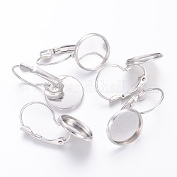 Accessoires dormeuses d'oreilles en laiton, sans nickel, platine, environ 13~14 mm de large, Longueur 25~27mm, s'adapter pour 12 mm cabochons