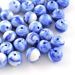 Perles acryliques opaques, ronde, bleu royal, 10mm, Trou: 2mm, environ 950 pcs/500 g