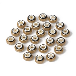 Rondelle樹脂ヨーロッパのビーズ  大穴ビーズ  模造石  シルバートーン真鍮の二重コアを持つ  キャメル  13.5x8mm  穴：5mm